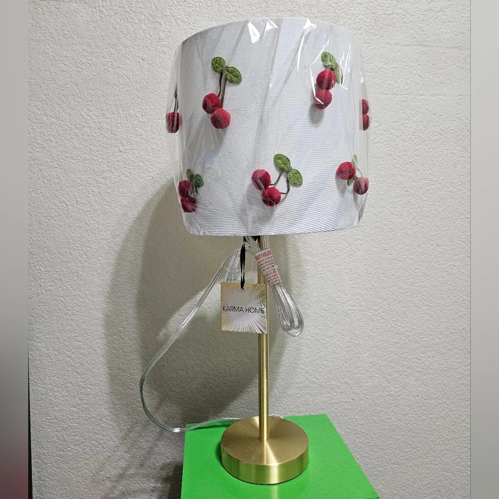 🚩SOLD🚩🍒 Cherry Lamp by Karma Home with Gold Base - Picture 1 of 3